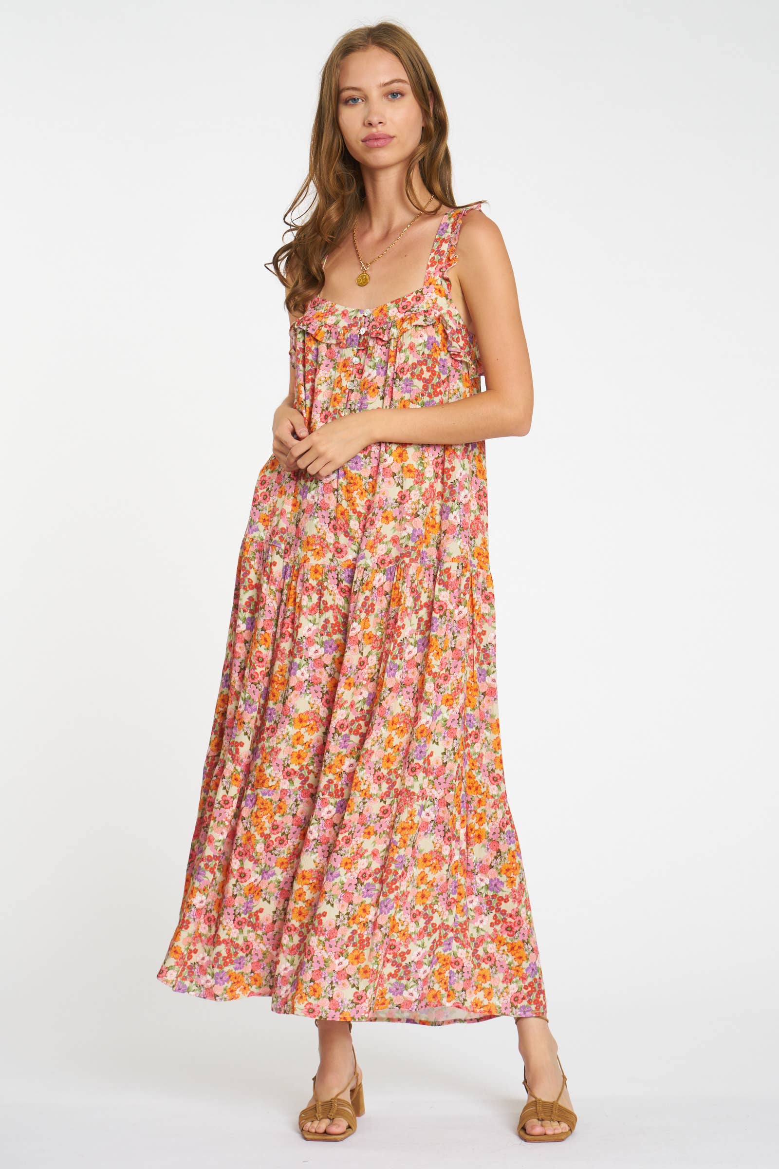 Robin Dress in Peach Blumen von dRA