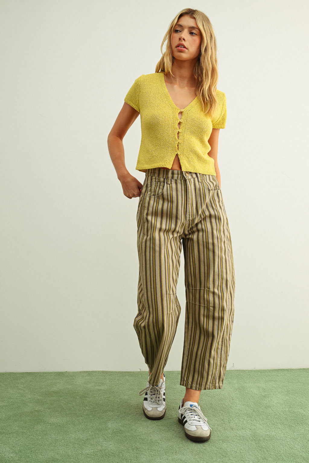 Cap Sleeve Button Front Top