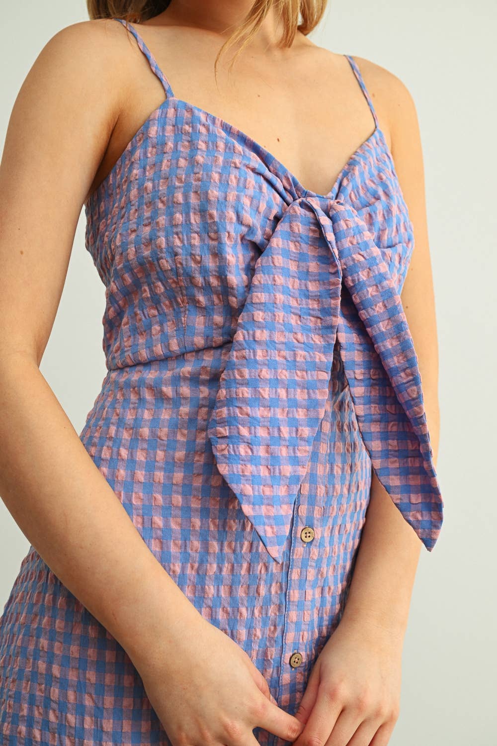 Gingham Patterned Langes Kleid