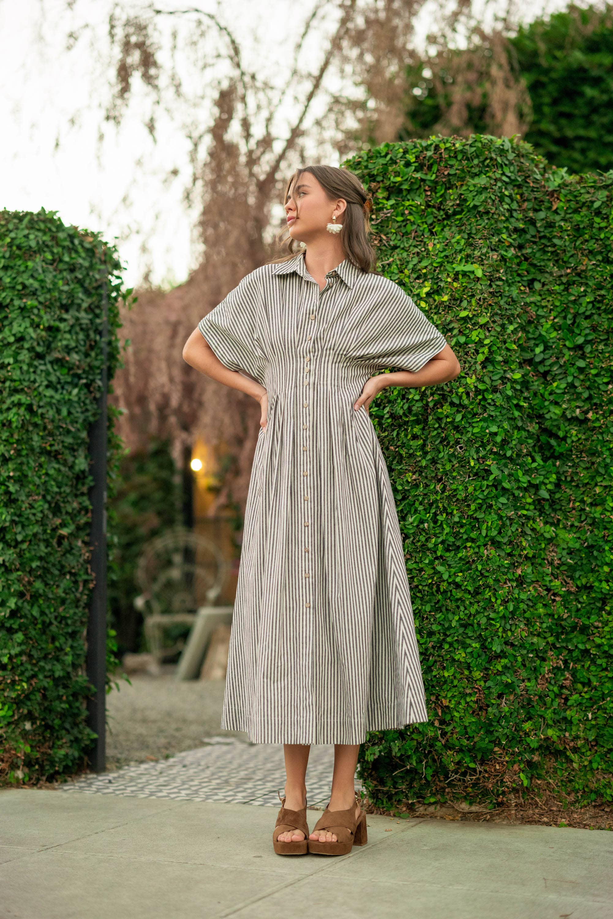 Striped Buttondown Shirt Kleid