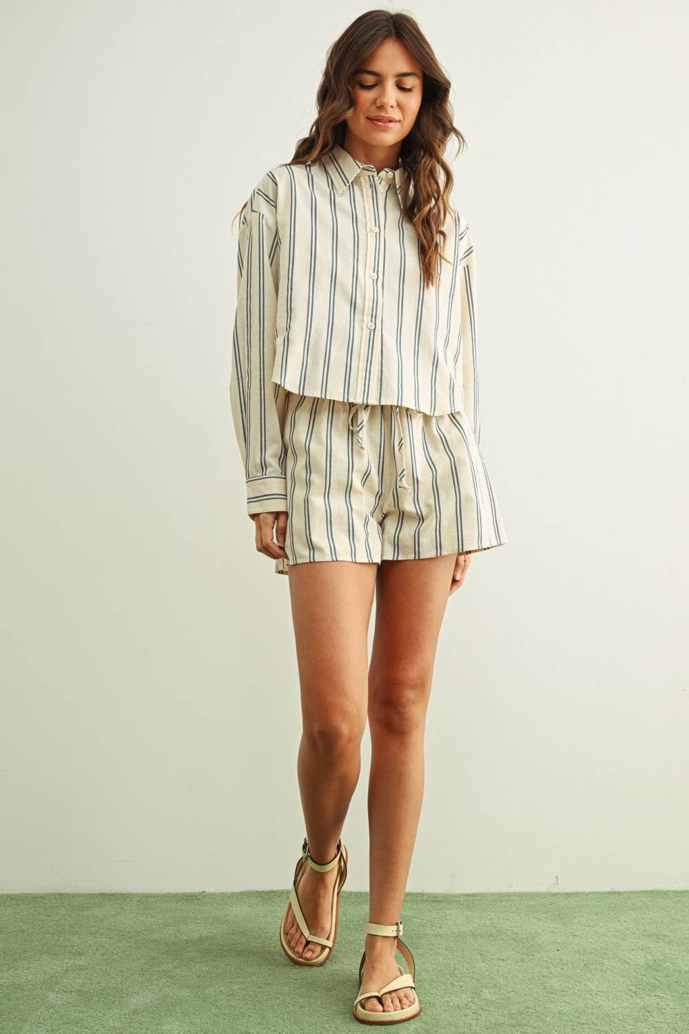 Streifende elastische Band Taille Shorts