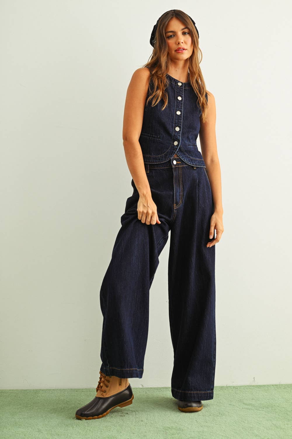 Indigo Denim Knopffrontweste