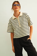 Stripe Pattern Kurzärmel Polo-Shirt