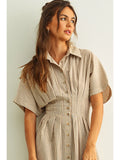 Striped Buttondown Shirt Kleid