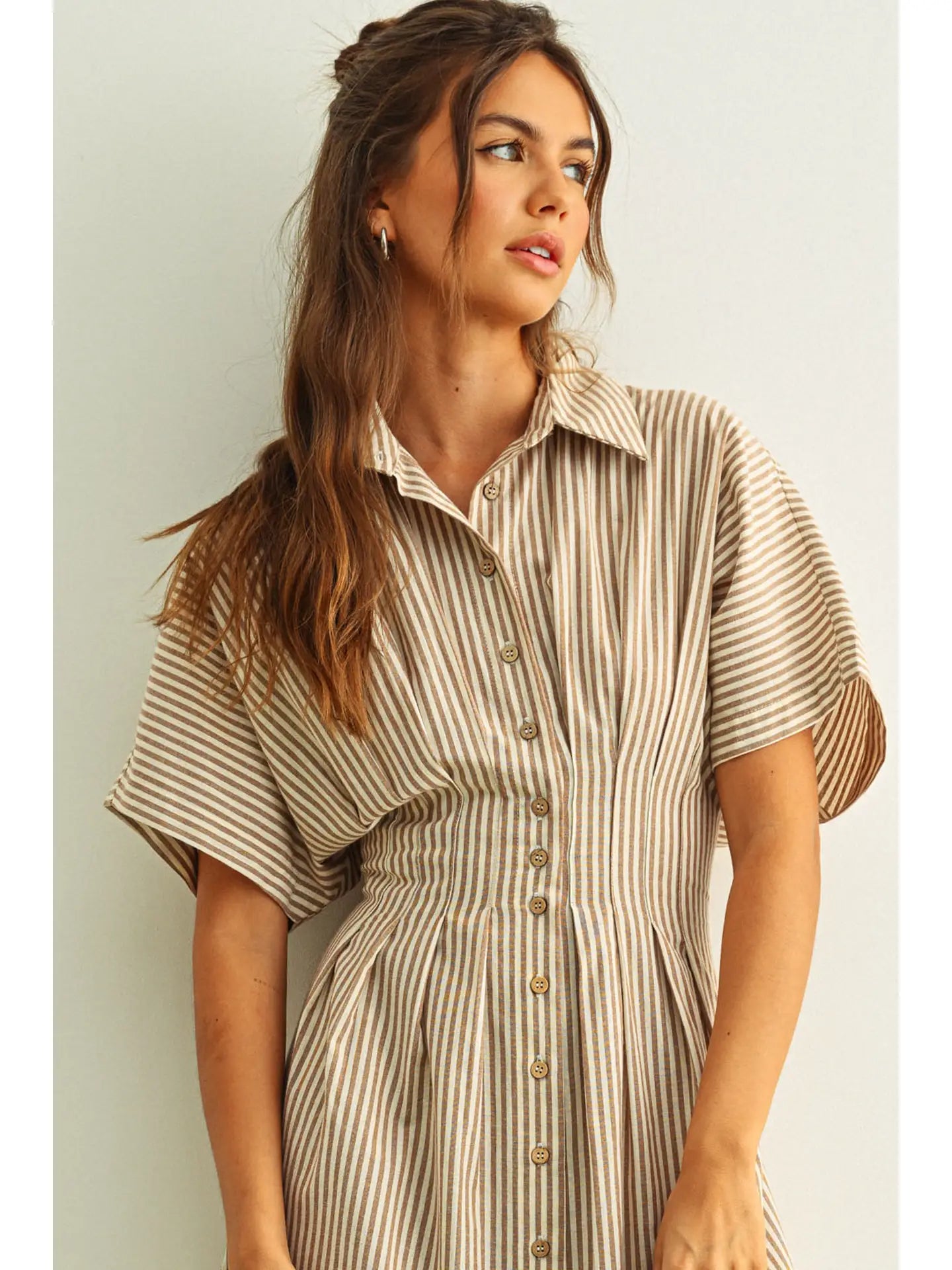 Striped Buttondown Shirt Kleid