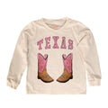 Rosa Texas Boot Kids Langärmel Tee