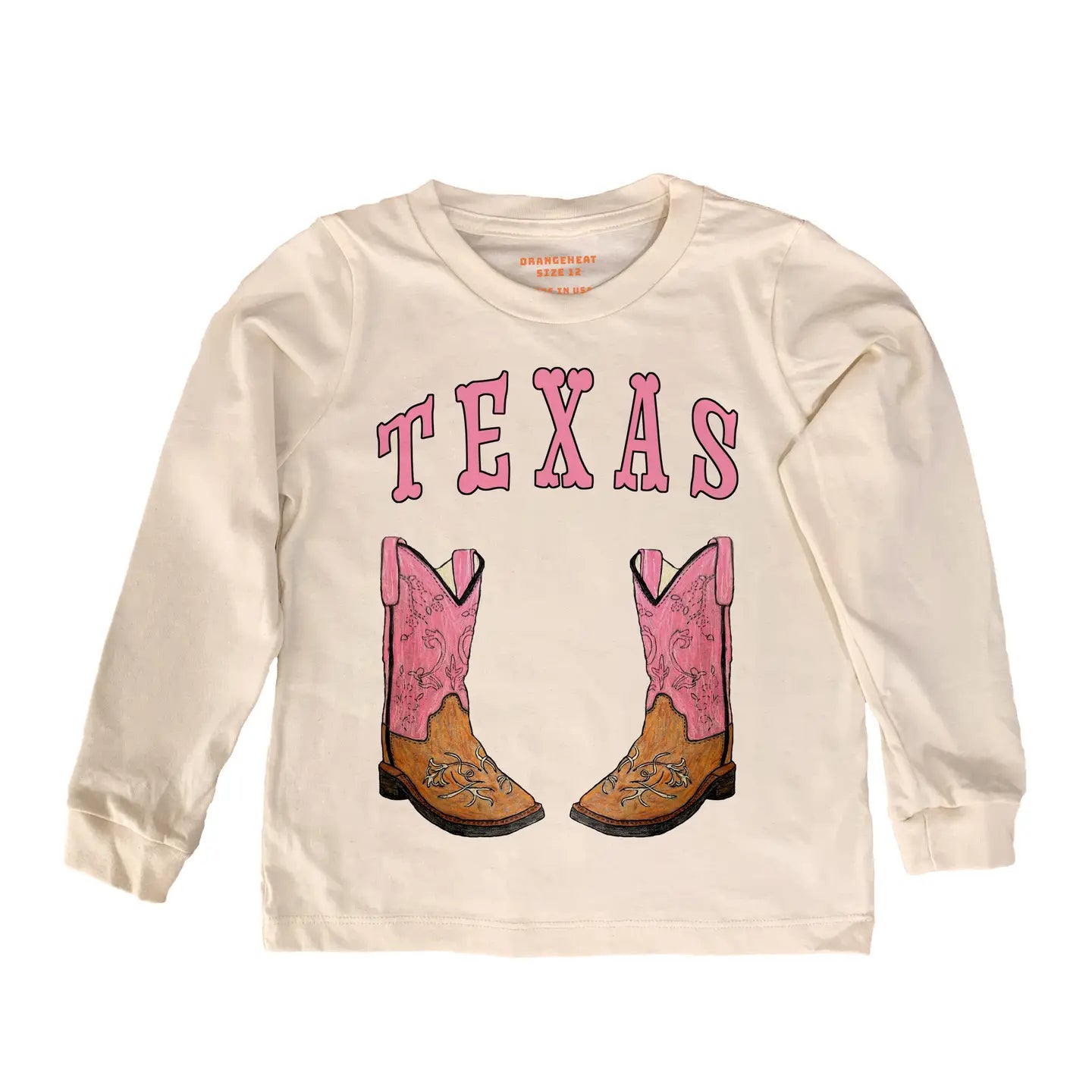 Rosa Texas Boot Kids Langärmel Tee
