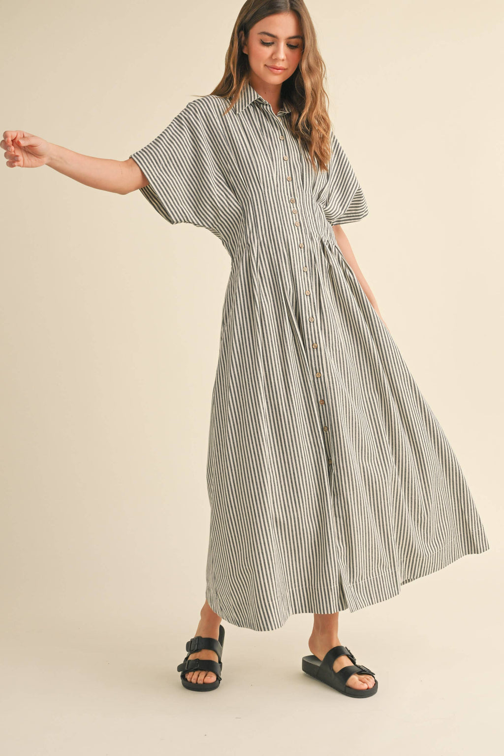 Striped Buttondown Shirt Kleid