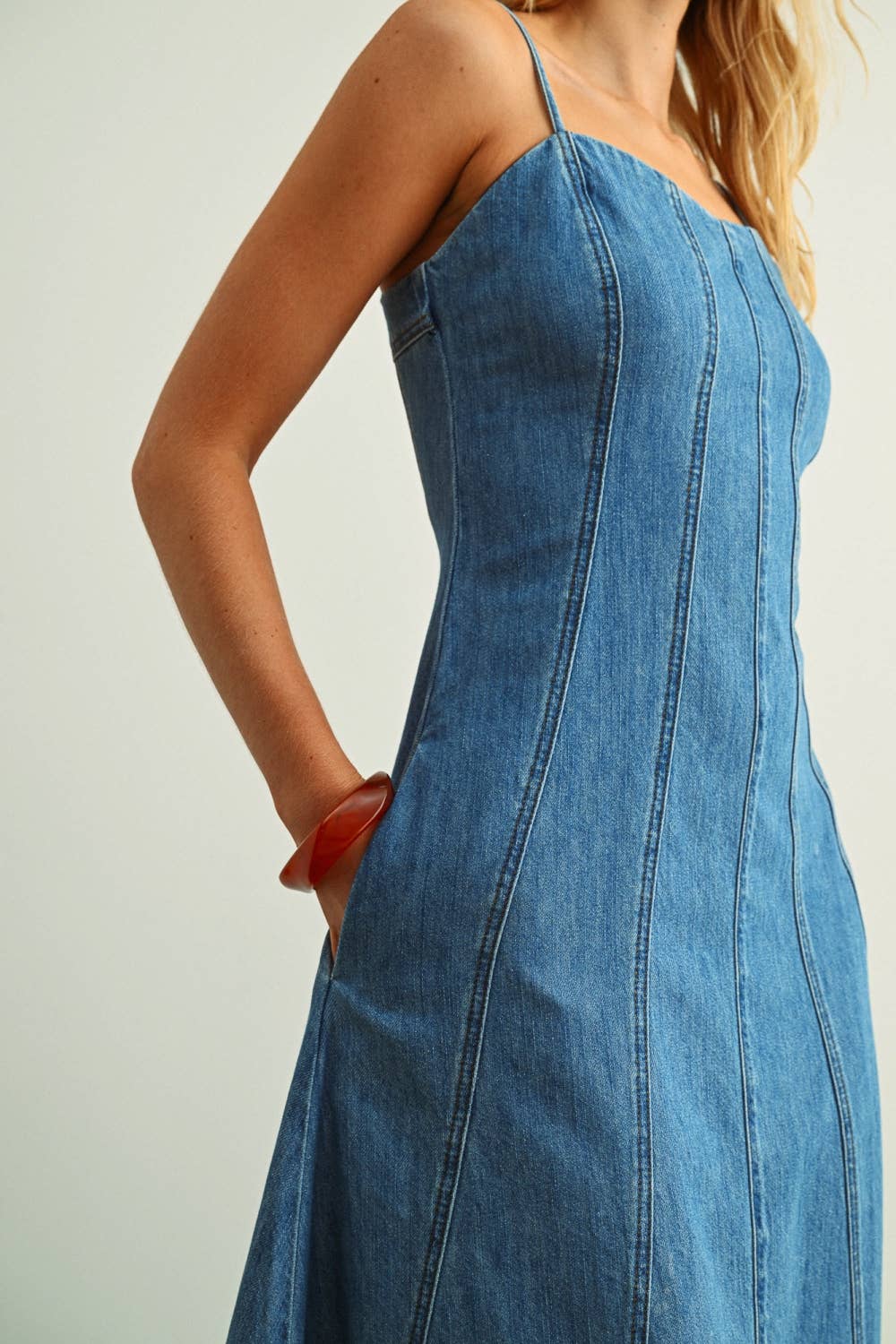 Verkleidung Maxi Washed Denim Kleid