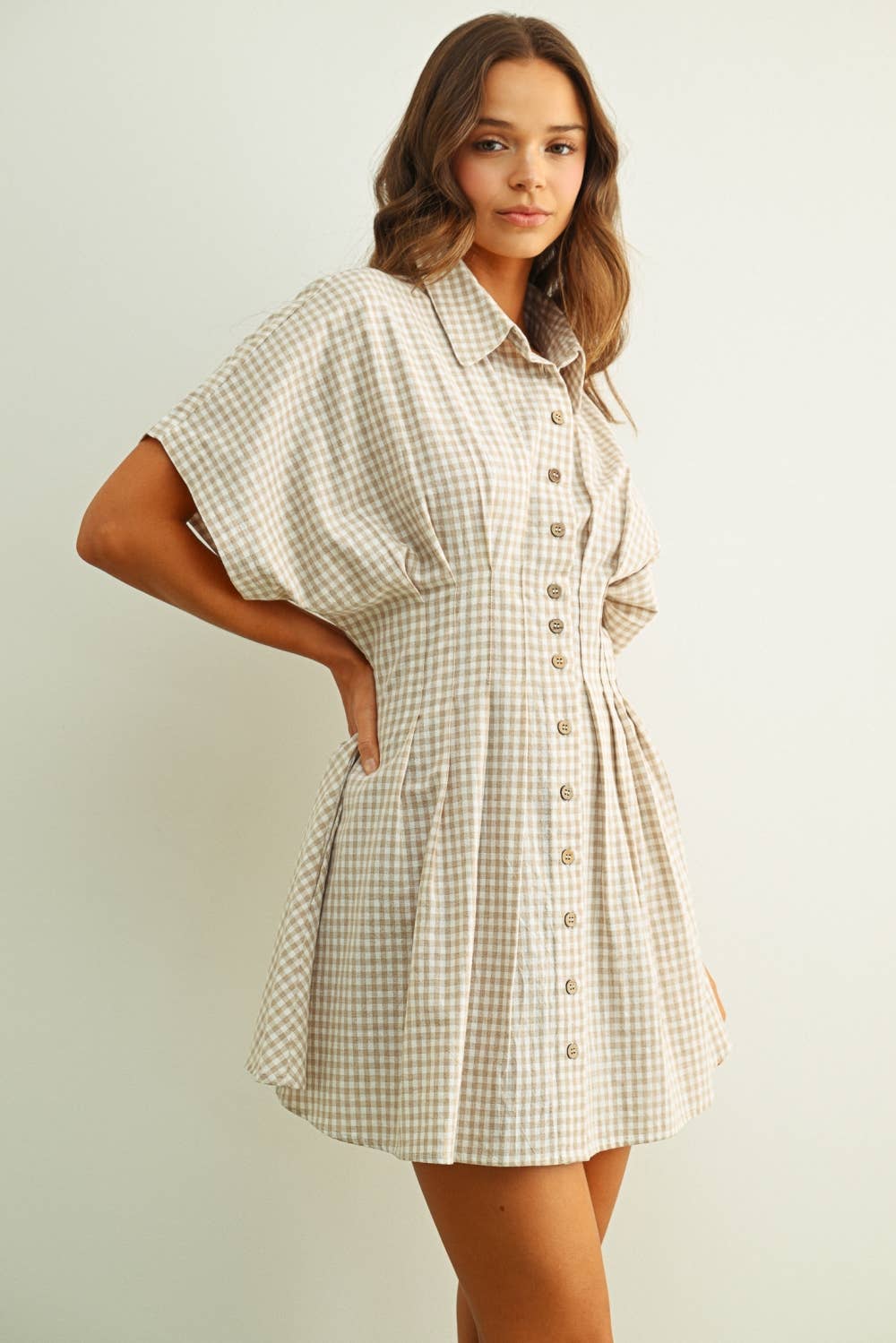 Gingham Patterned Shirt Kleid