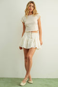 Eyelet Ruffled mit Button Front Skort