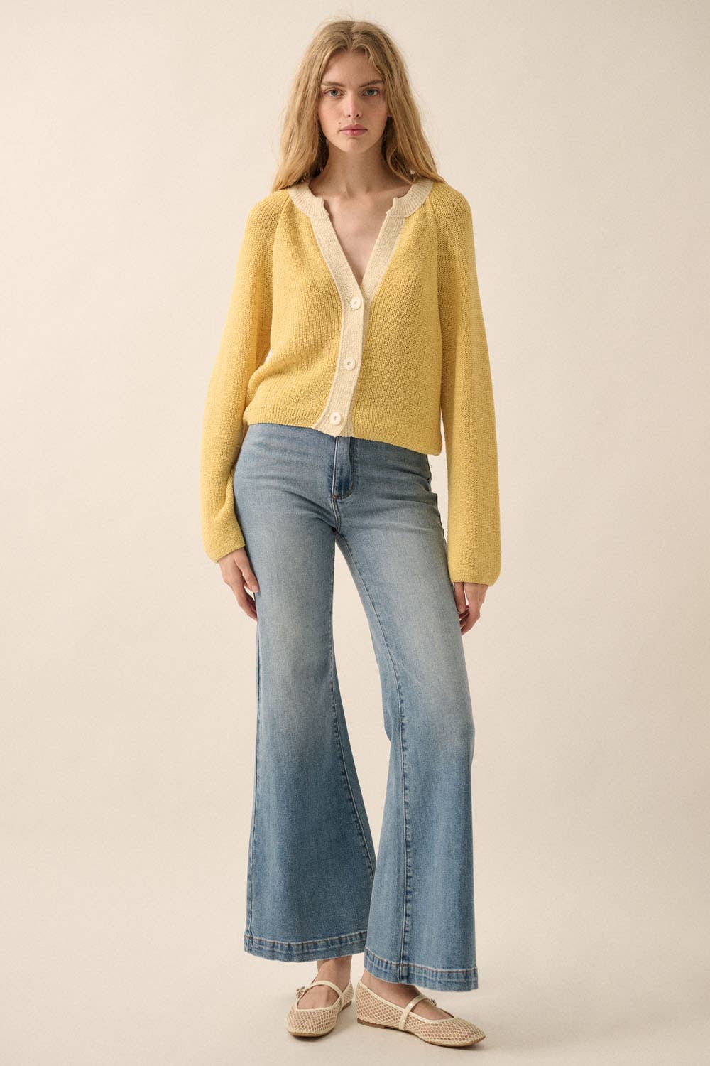 Ribbed Knit Kontrast Cardigan Pullover