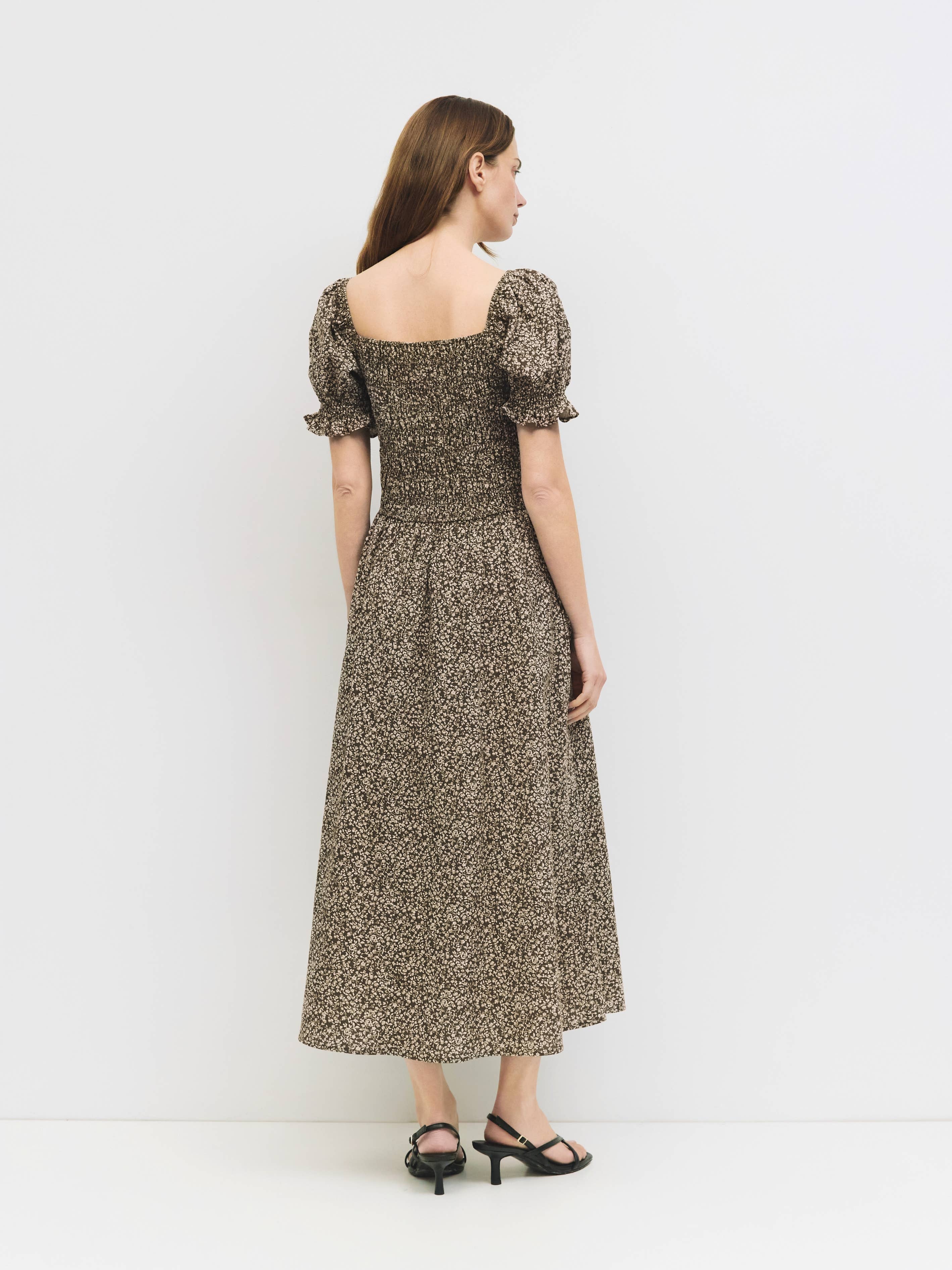 Das Harleen-Kleid | Smocked Blumen Midi Dress von All Row