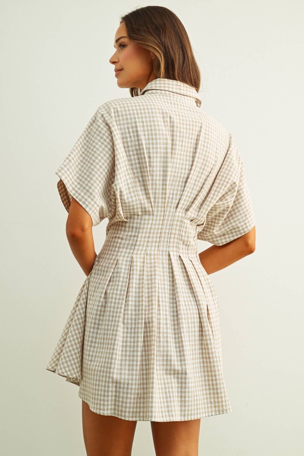Gingham Patterned Shirt Kleid