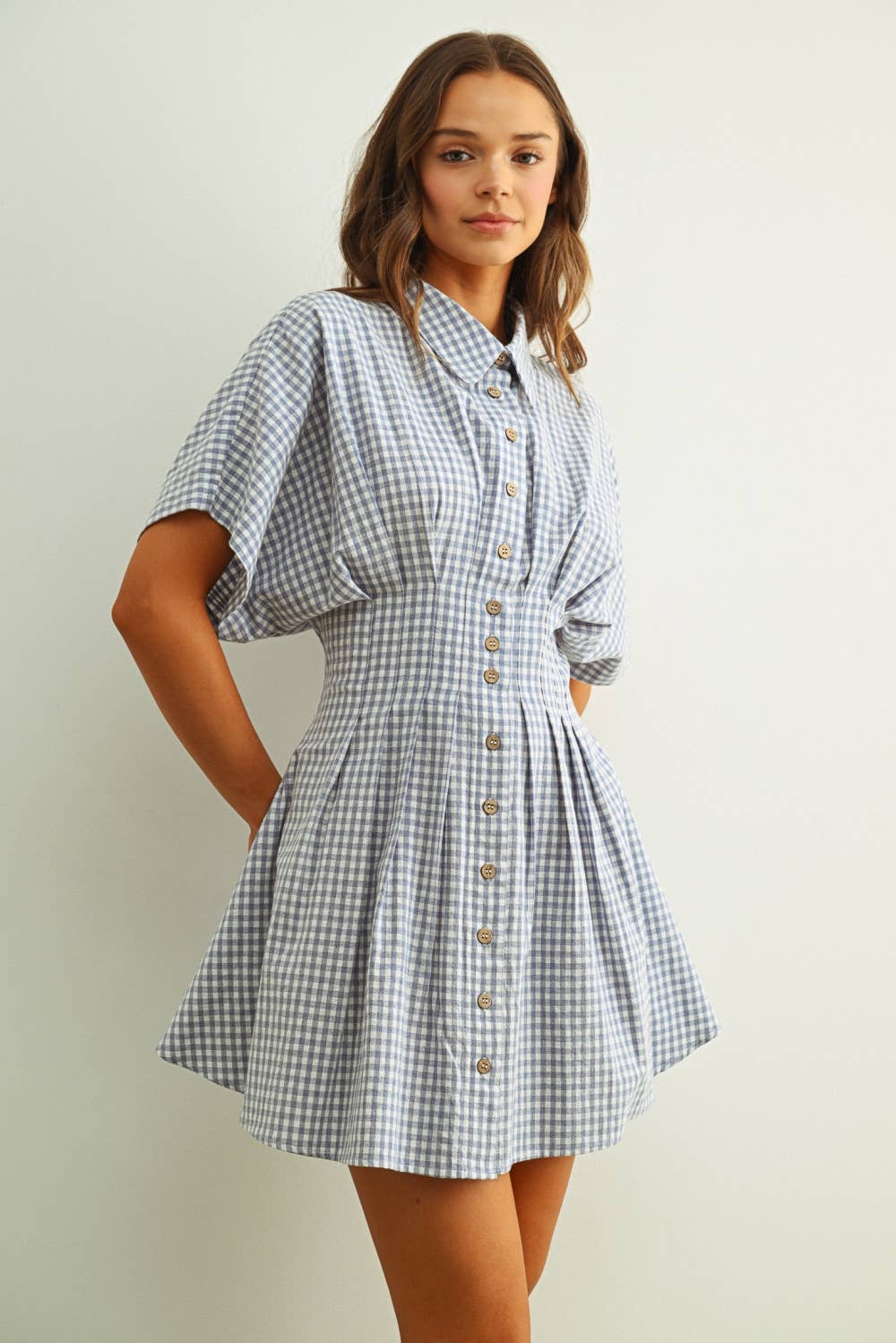 Gingham Patterned Shirt Kleid