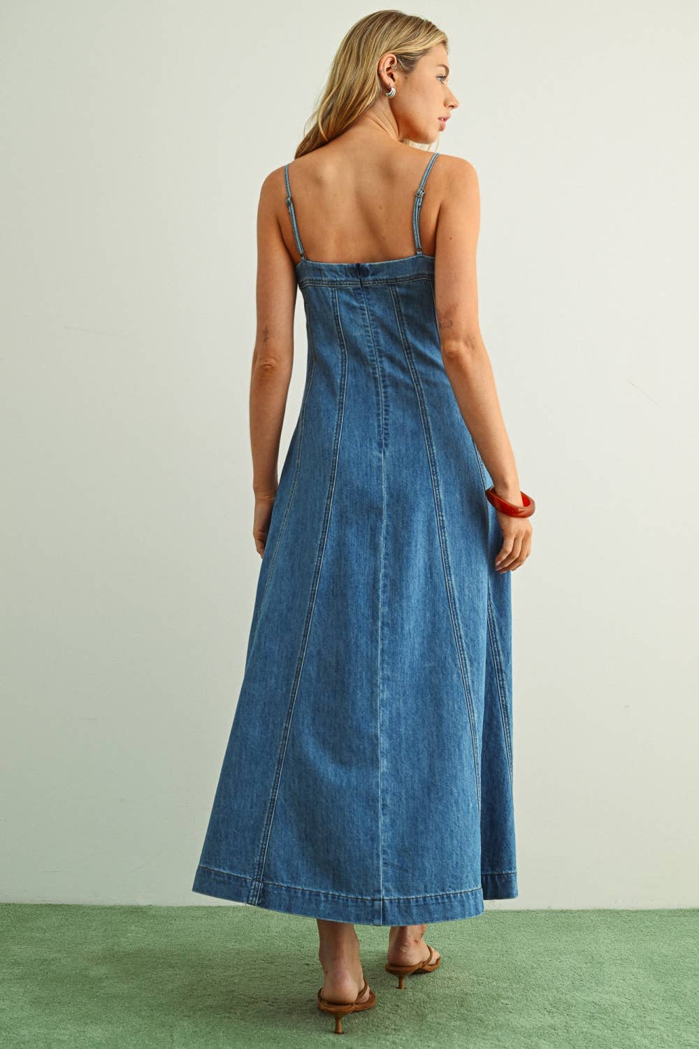 Verkleidung Maxi Washed Denim Kleid
