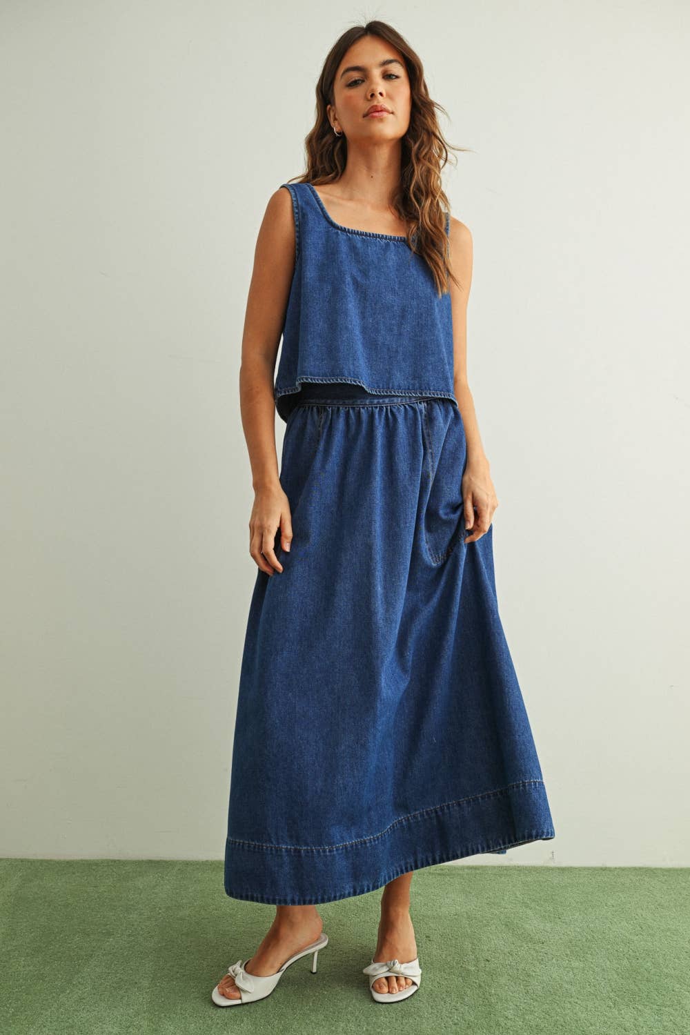 Soft Denim Ärmellos Top