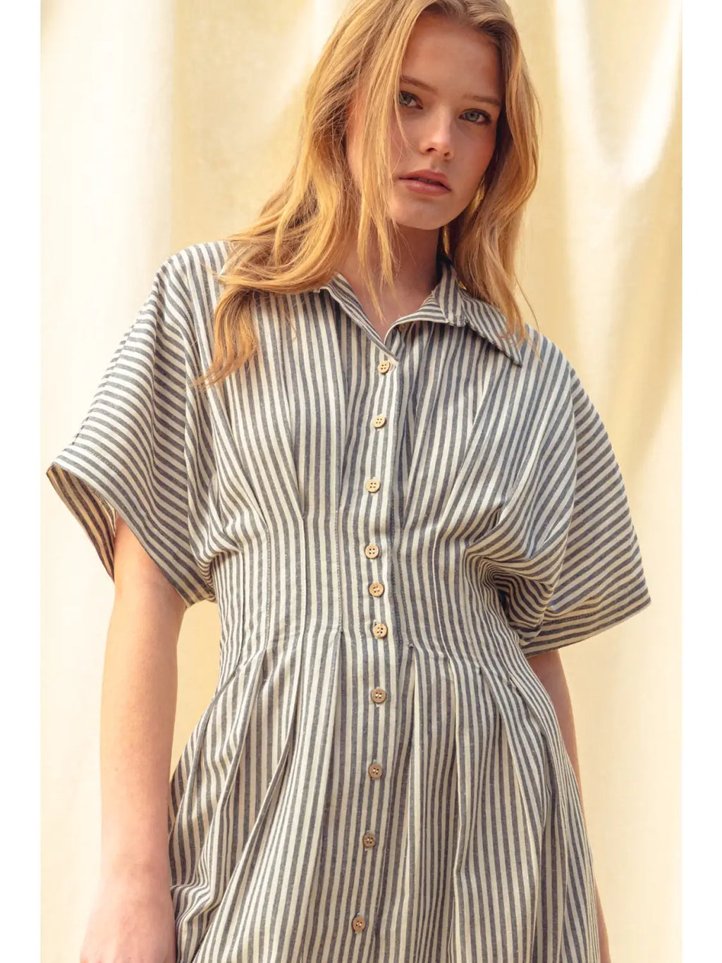 Striped Buttondown Shirt Kleid