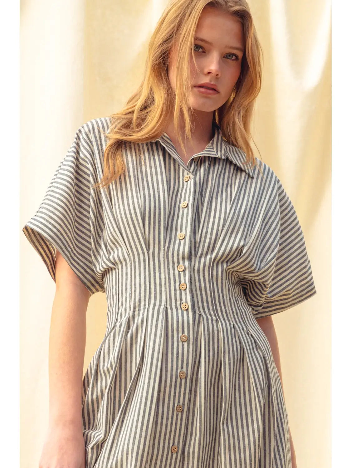 Striped Buttondown Shirt Kleid