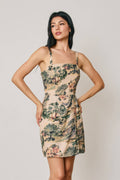 Toile Print Square Neck Mini-Kleid