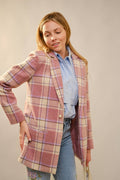 Plaid Perle Button Blazer