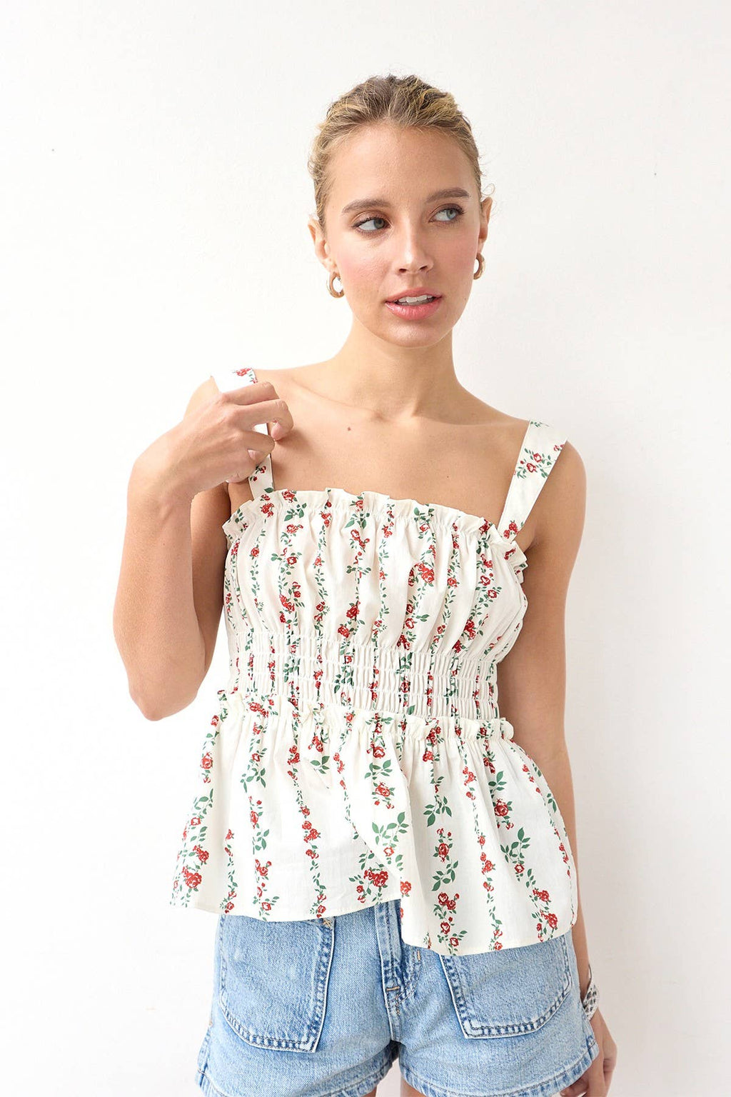 Smocked Ärmellos Top
