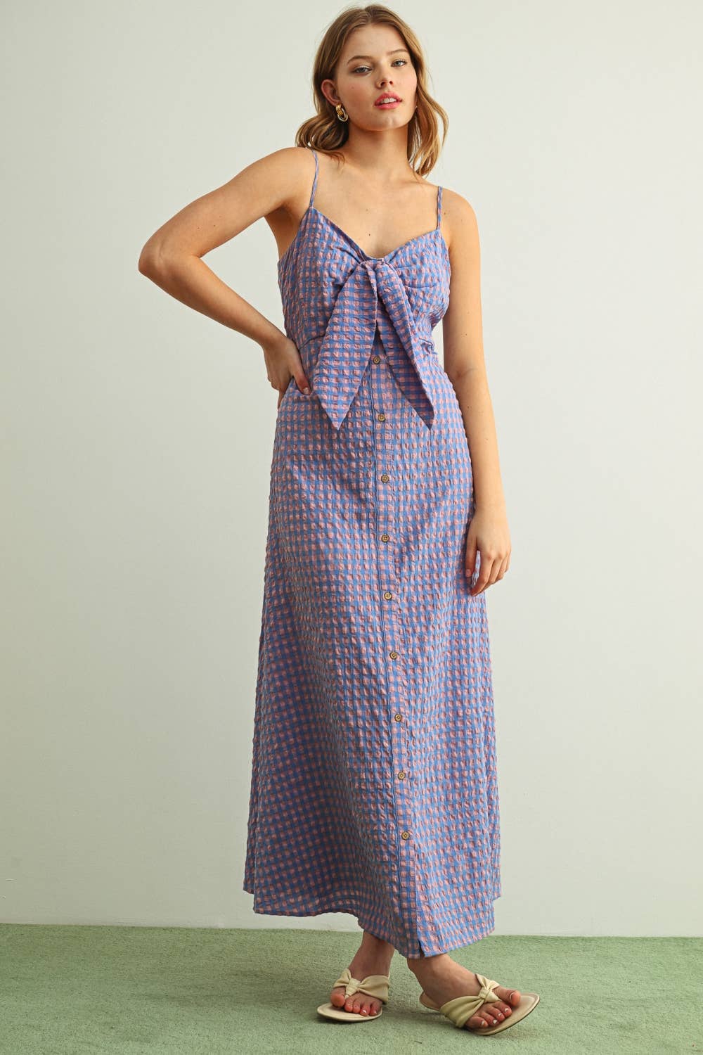 Gingham Patterned Langes Kleid