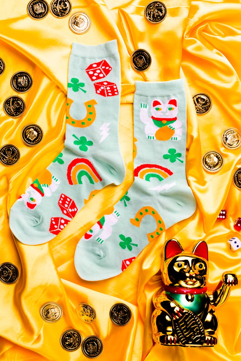 Lucky Cat & Clover Crew Socken von Yellow Owl Workshop