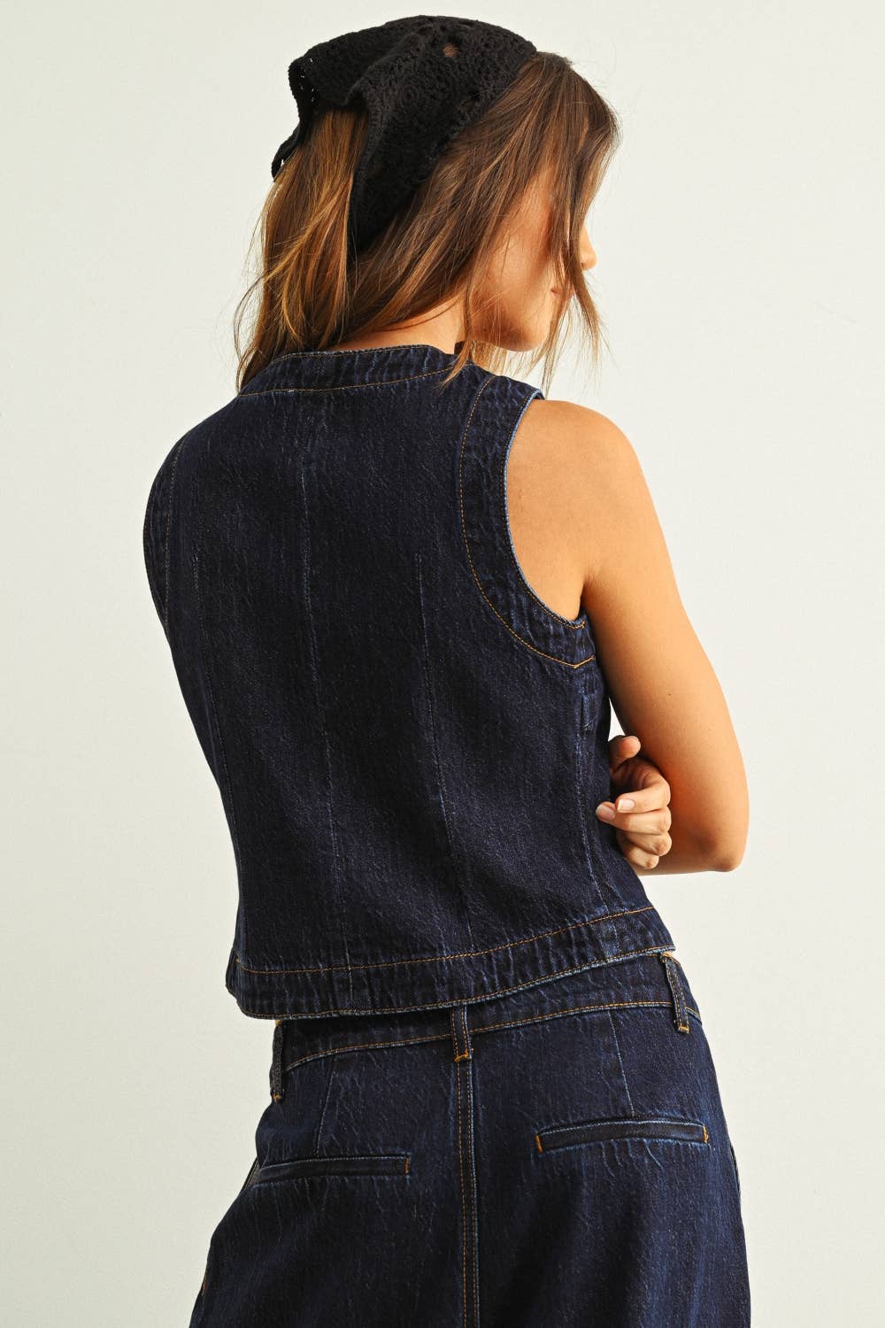 Indigo Denim Knopffrontweste