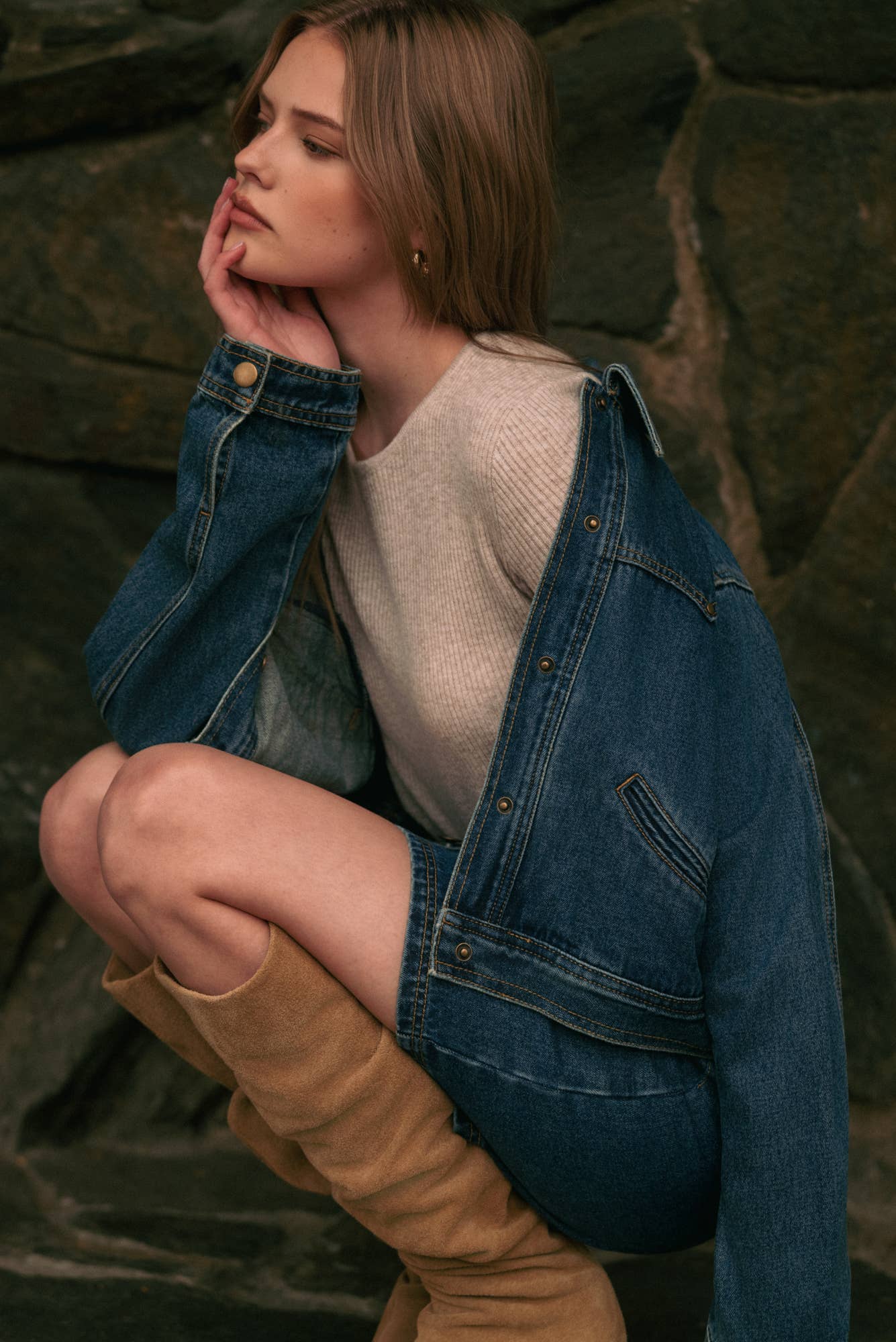 Reguläre Knopffront Indigo Denim Jacke