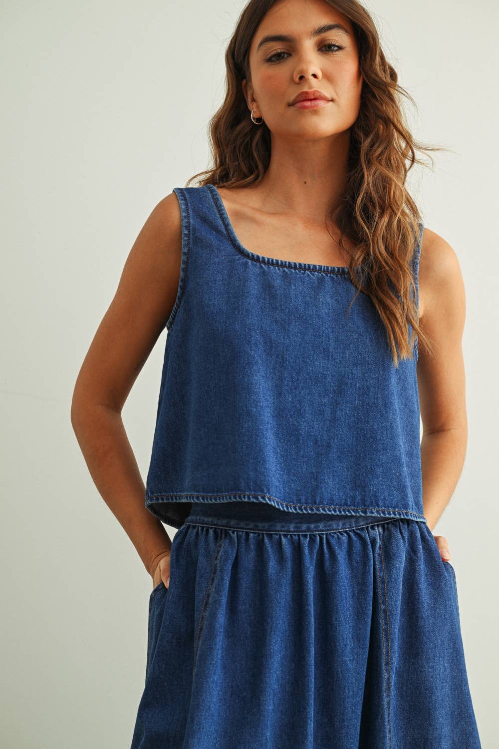 Soft Denim Ärmellos Top