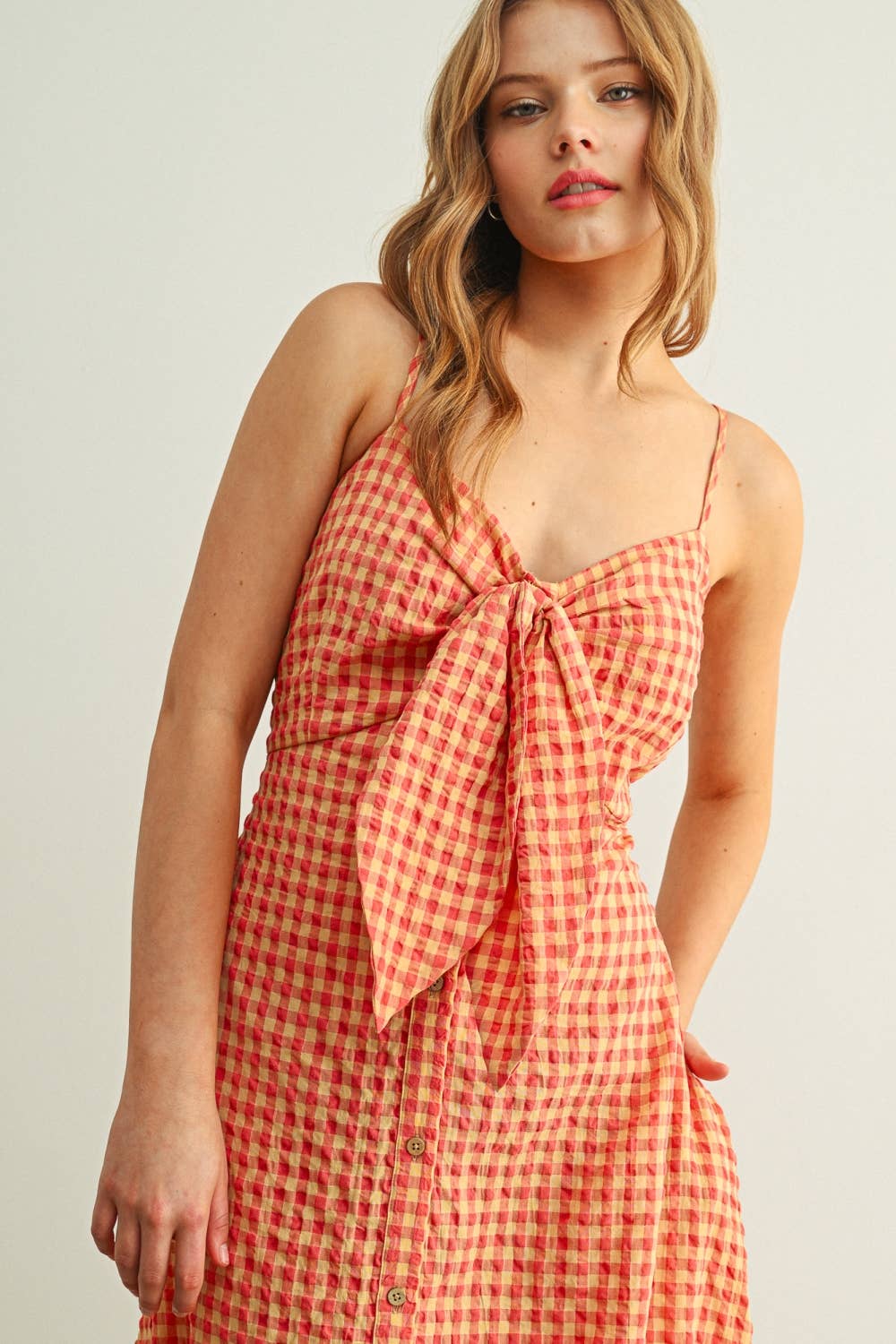 Gingham Patterned Langes Kleid
