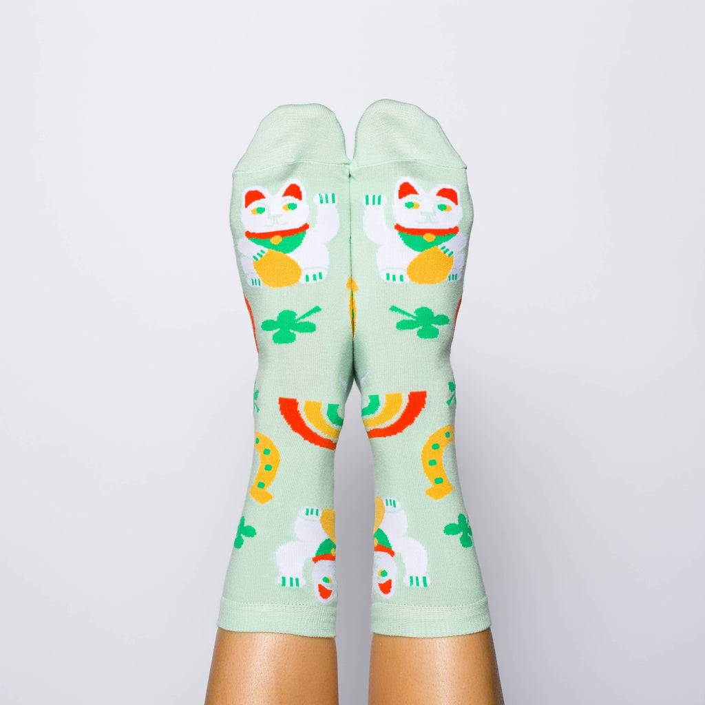 Lucky Cat & Clover Crew Socken von Yellow Owl Workshop