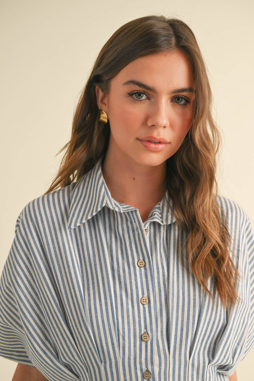 Striped Buttondown Shirt Kleid