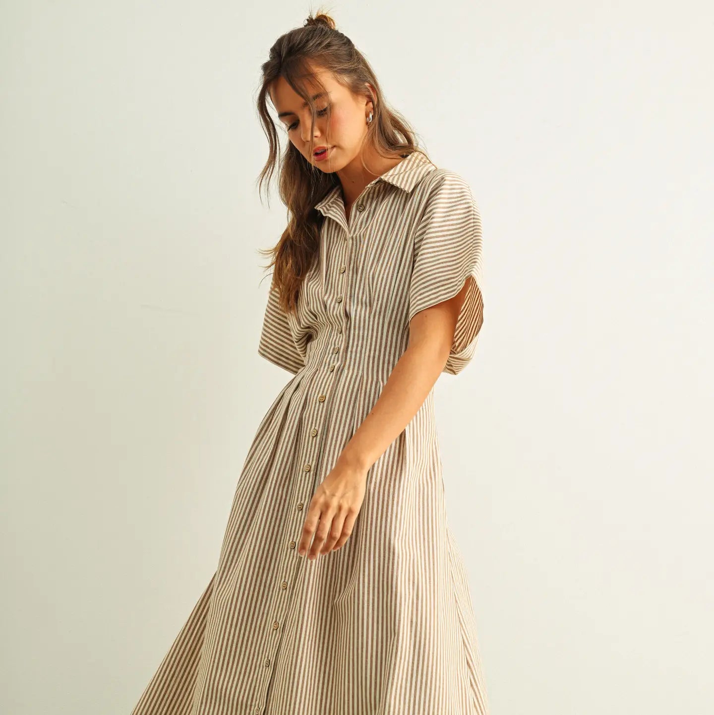 Striped Buttondown Shirt Kleid