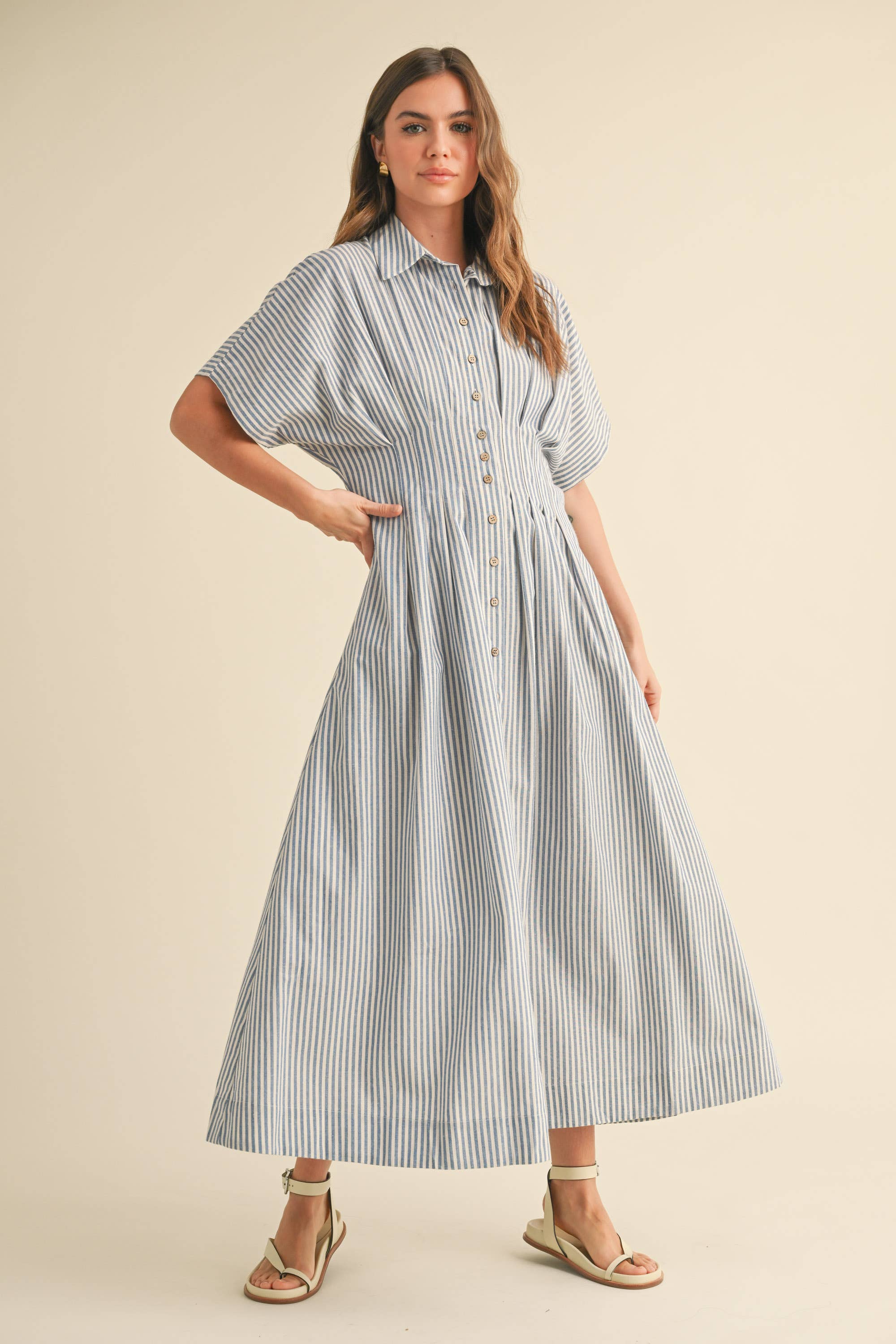 Striped Buttondown Shirt Kleid