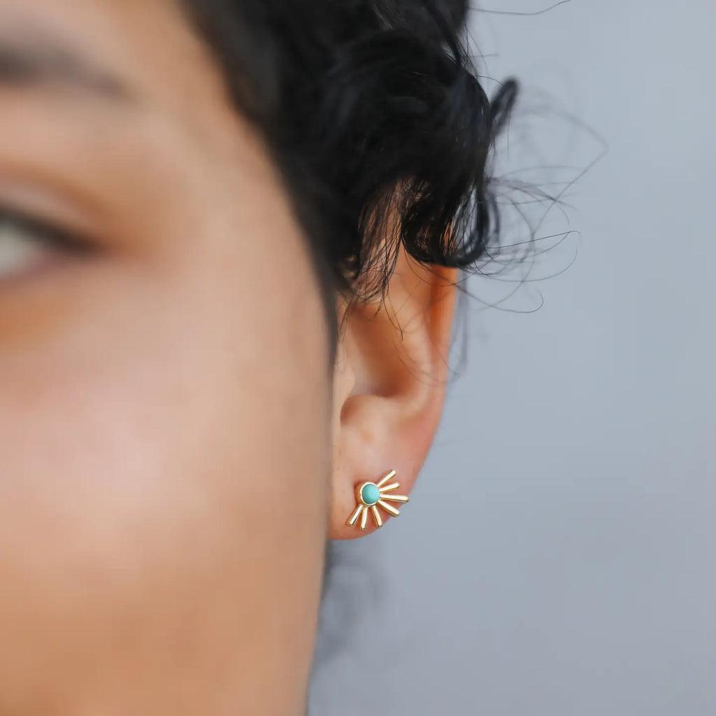 Türkis-Sonnenstrahl-Ohrringe