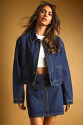 Reguläre Knopffront Indigo Denim Jacke