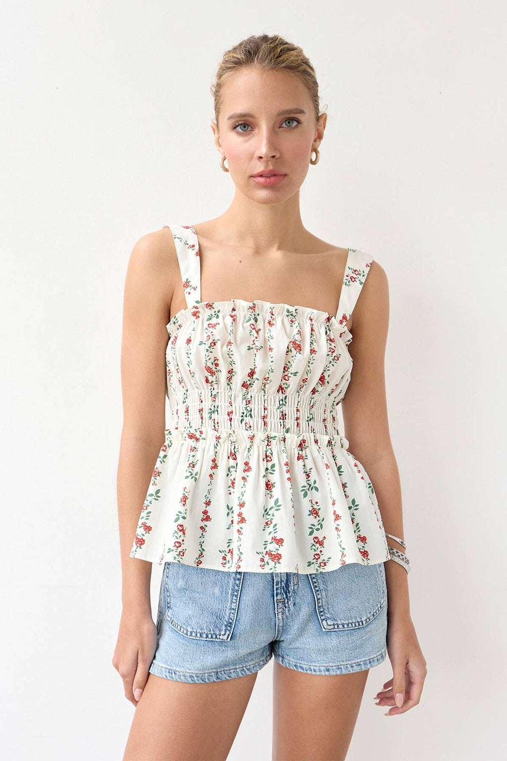 Smocked Ärmellos Top