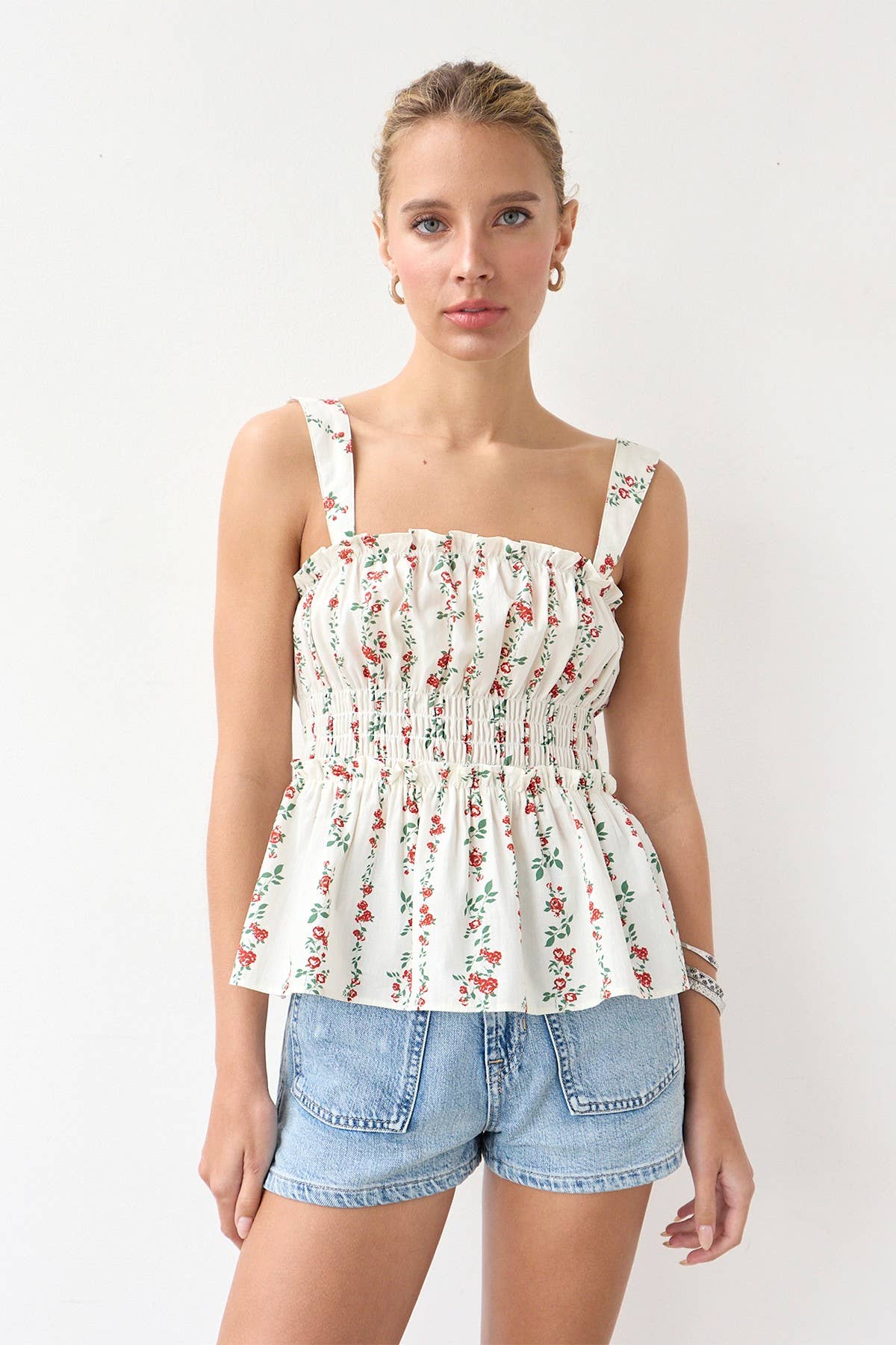 Smocked Ärmellos Top