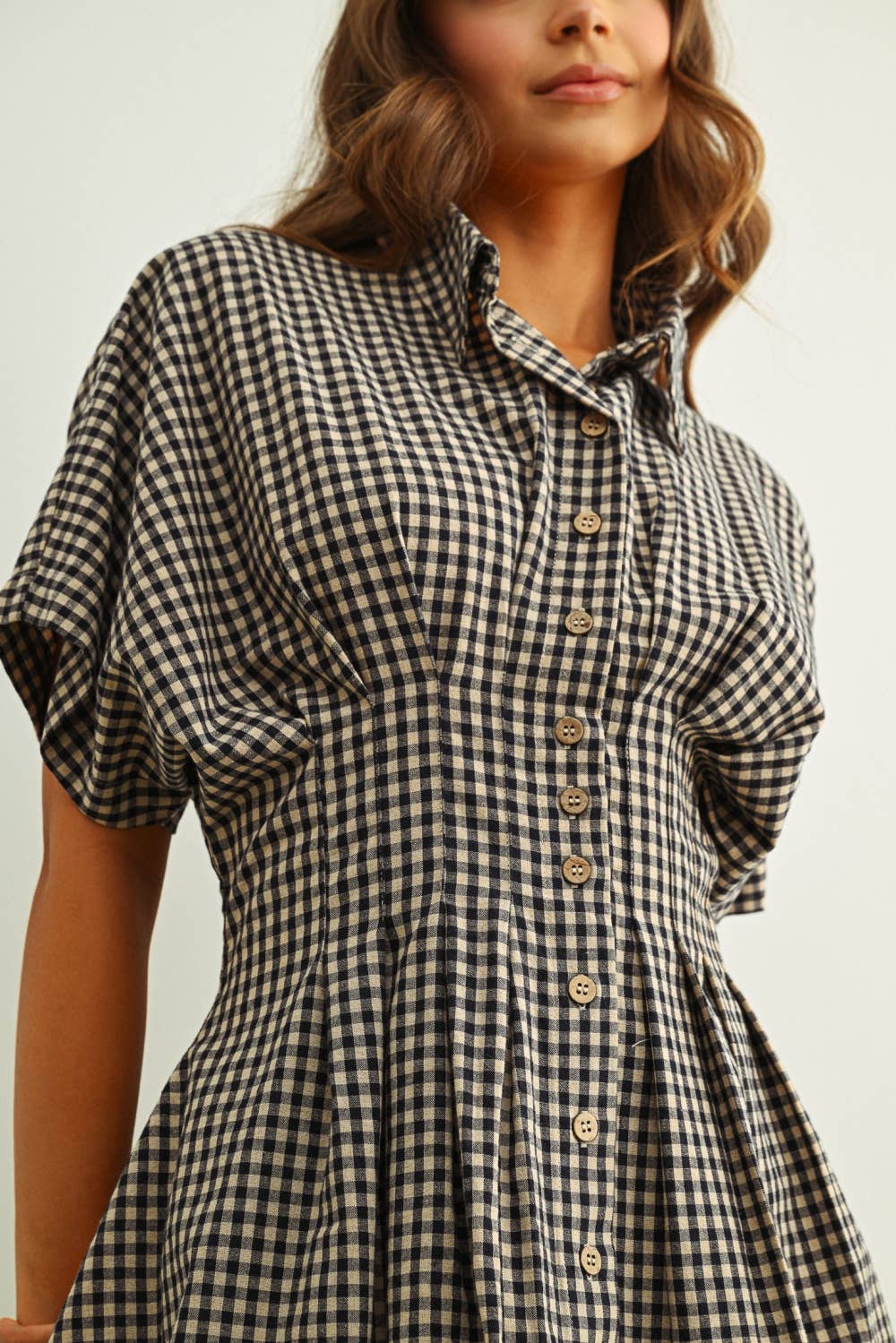 Gingham Patterned Shirt Kleid