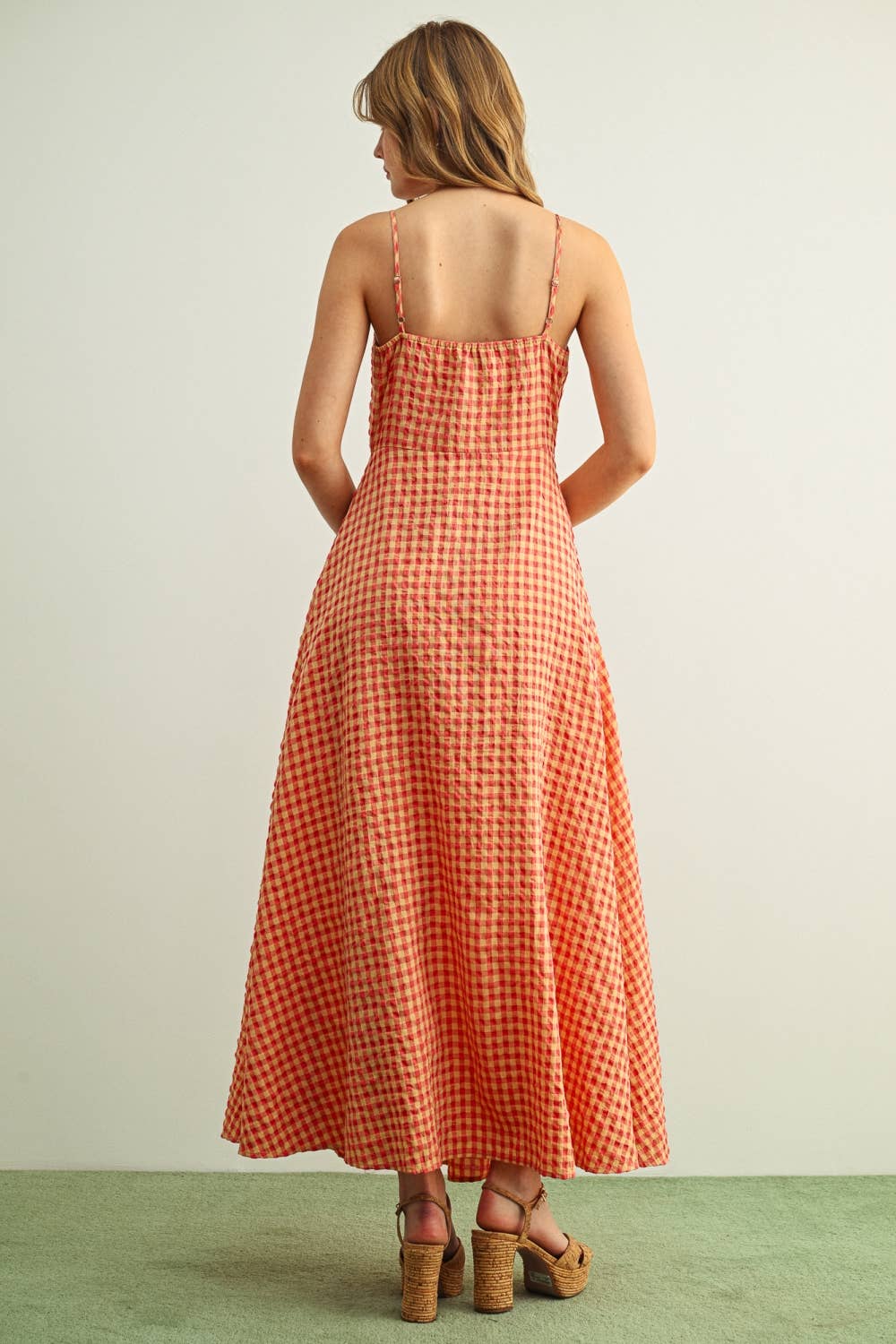 Gingham Patterned Langes Kleid