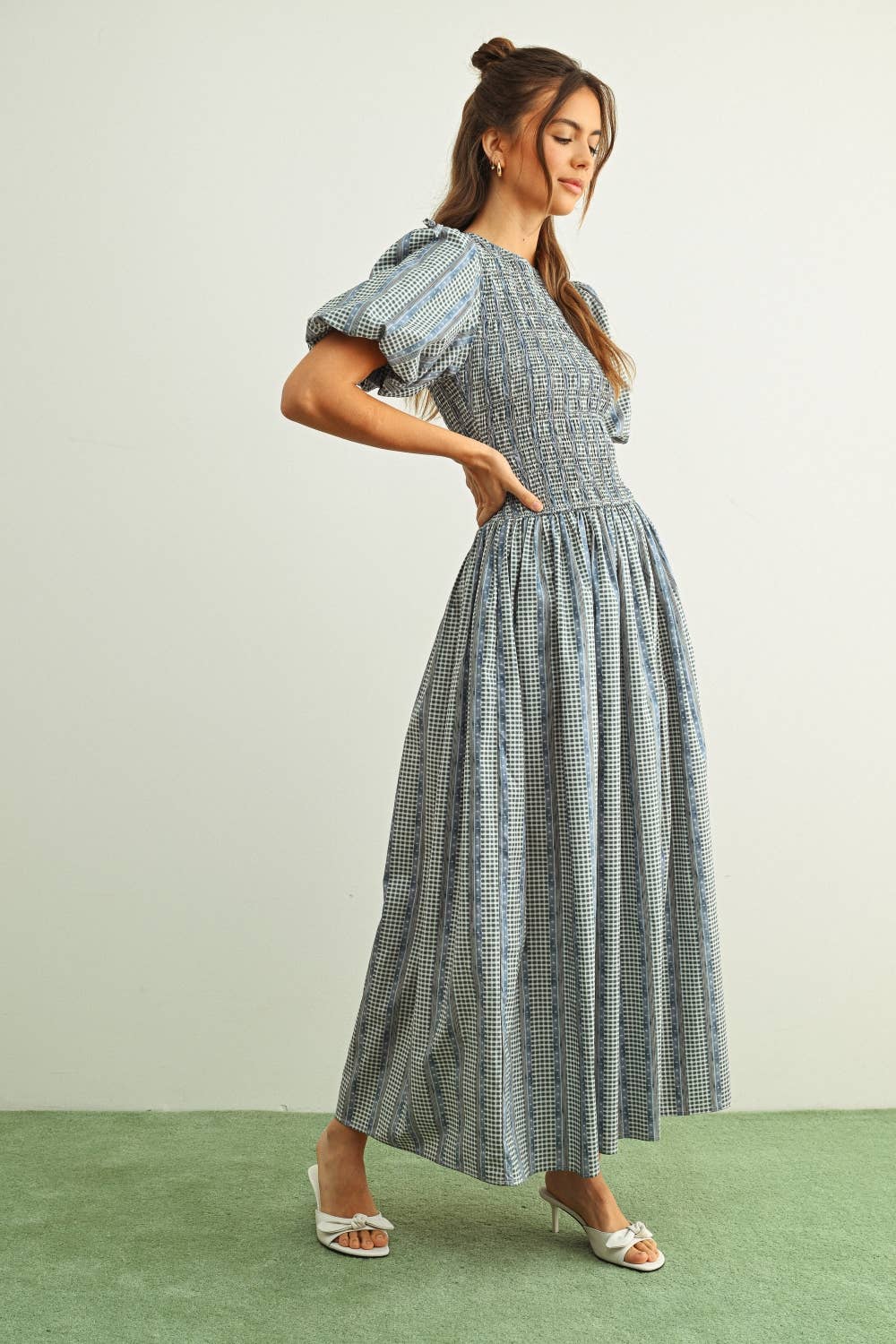 Blumen Print mit Puff Sleeve Dress