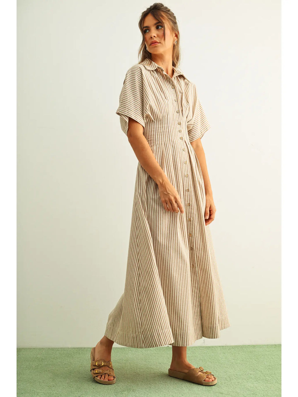 Striped Buttondown Shirt Kleid