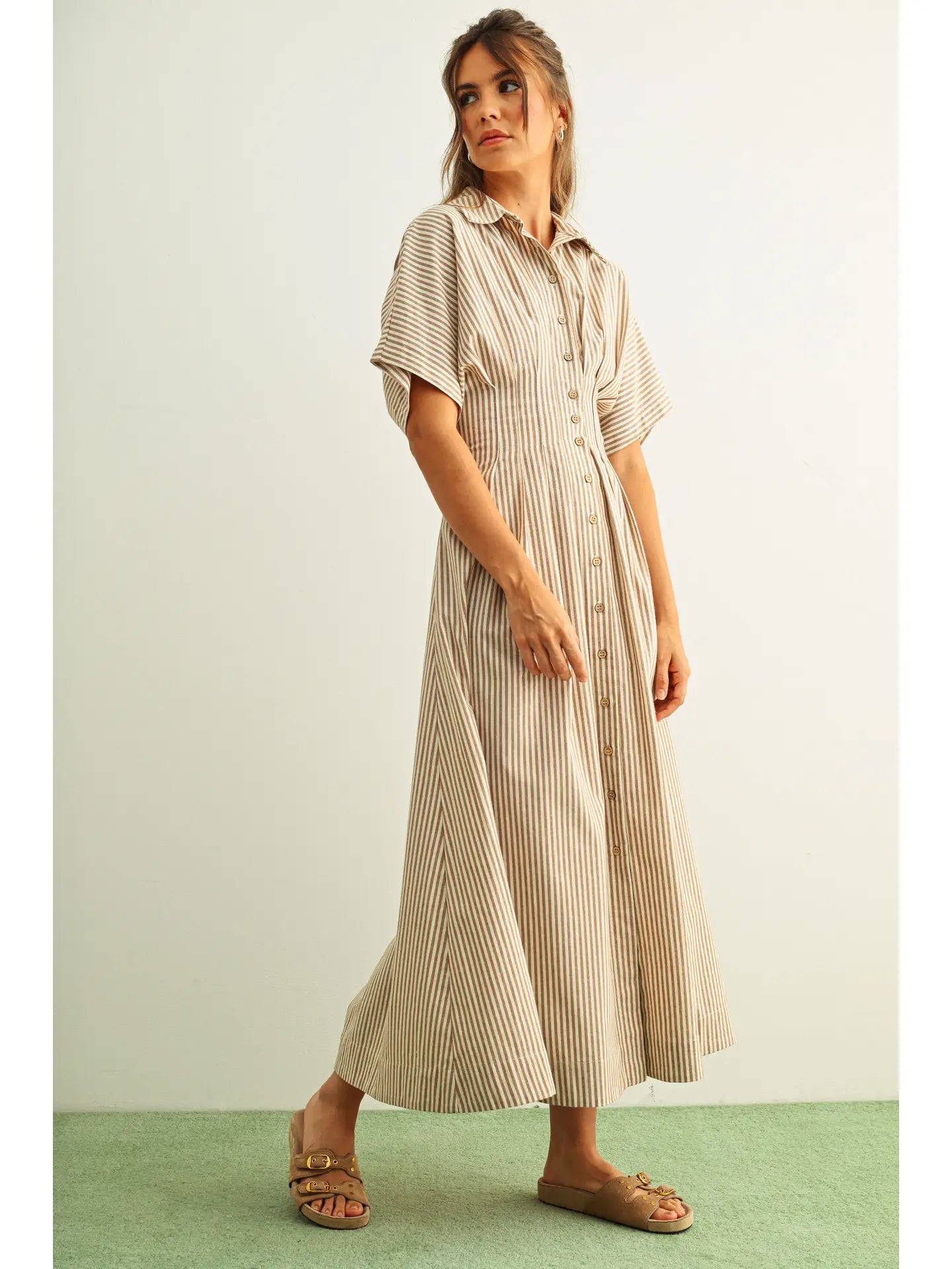 Striped Buttondown Shirt Kleid