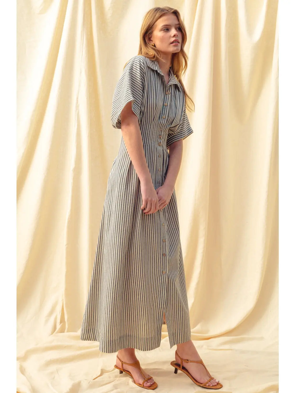 Striped Buttondown Shirt Kleid