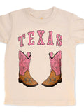 Rosa Texas Stiefel Kinder Tee