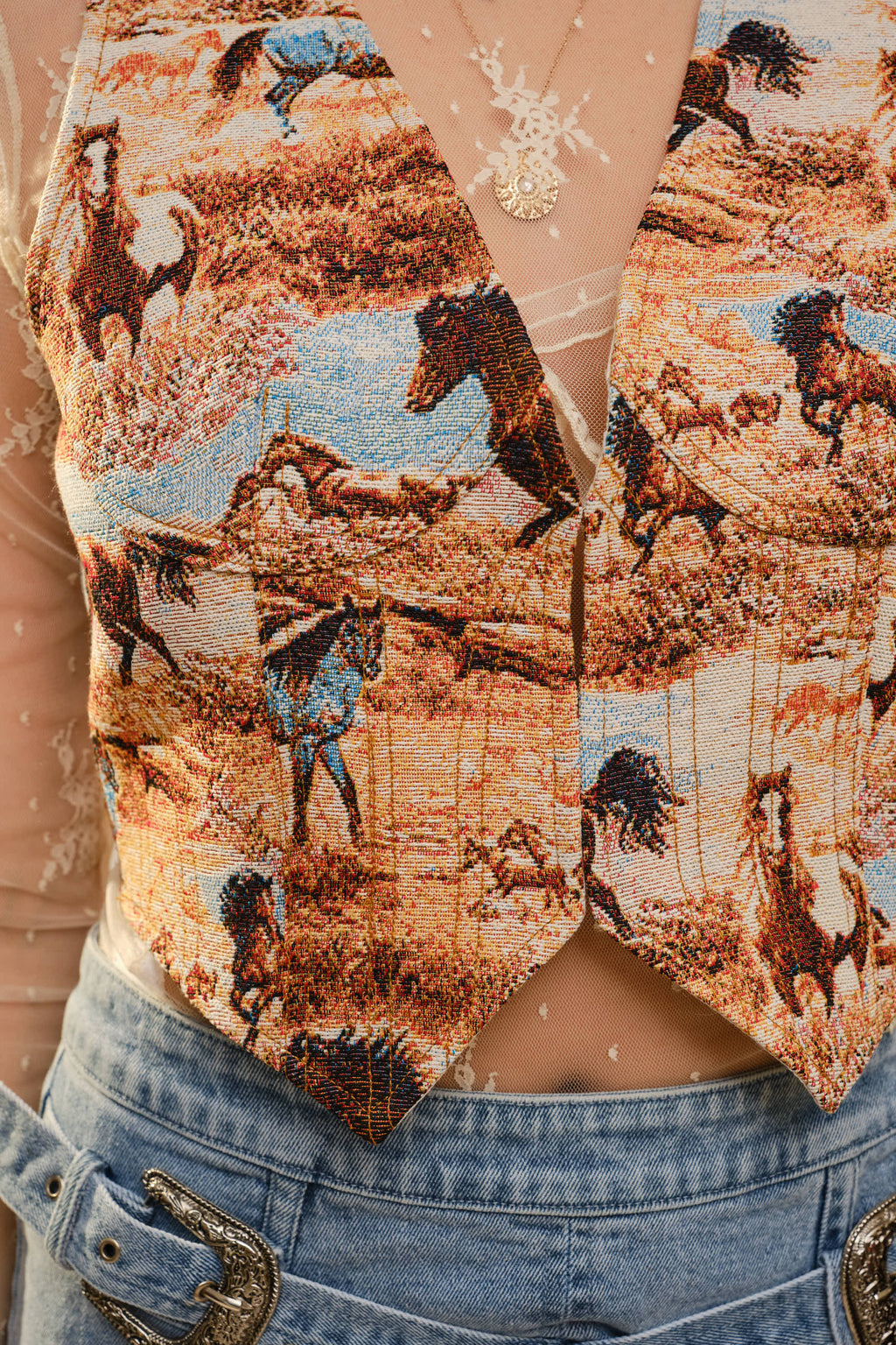 Western Horse gedruckte Jacquardweste