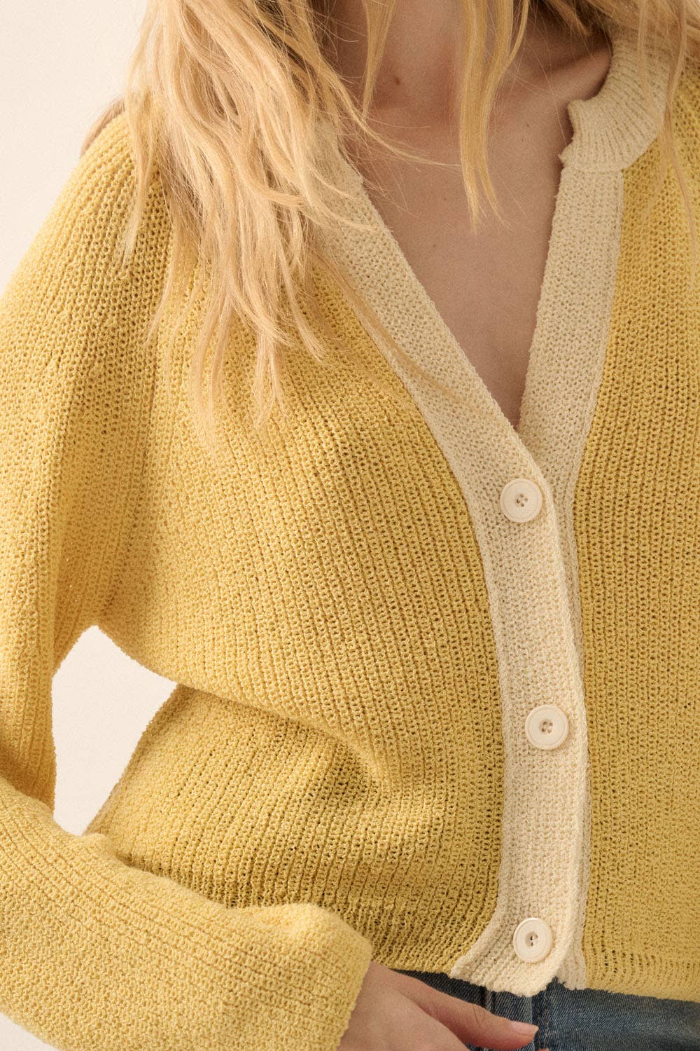 Ribbed Knit Kontrast Cardigan Pullover