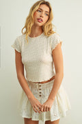 Blumen Printed Kurzarm Crop Top